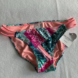 Arizona Jean Co Women's Geometric Hipstar Bikini Swimwear Pink Multi - Small